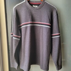 XG From 2009 Gray Striped Long Sleeved Crew Necked Shirt Mediun